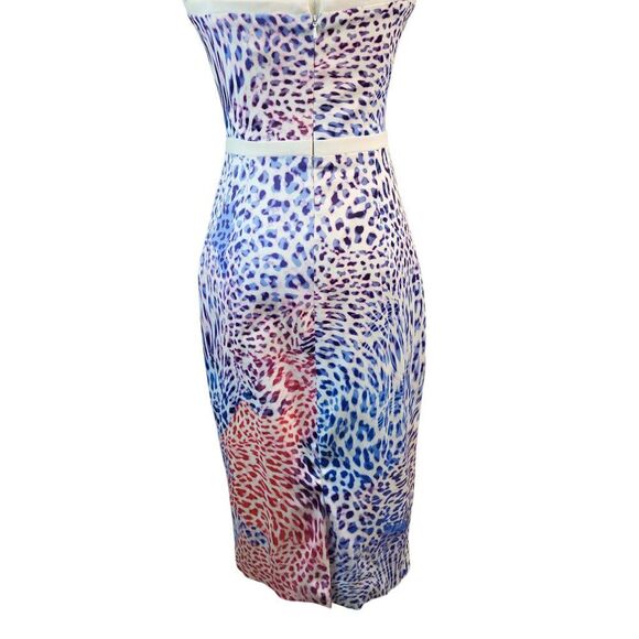 Black Halo Size 0 Multi-Color Ombre Animal Print Dress RTR Strapless USA Made - Picture 10 of 16